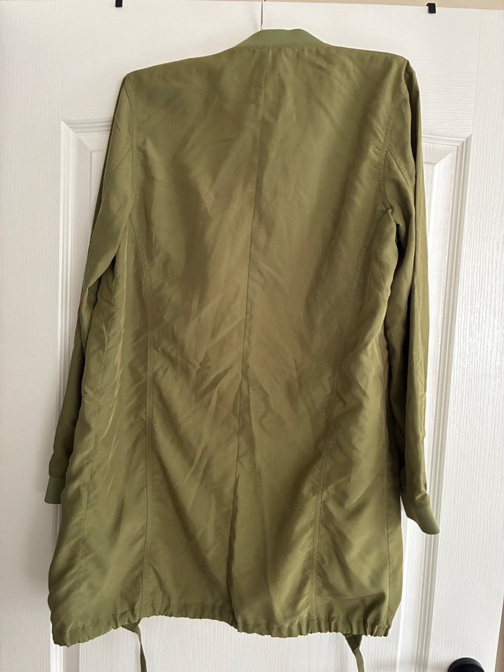 Kadın Haki Midi Fermuarlı Ceket - Görsel 3