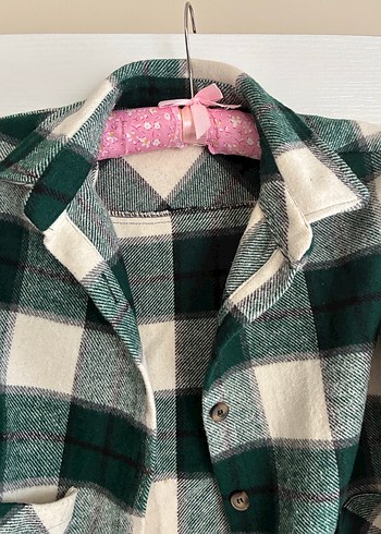 Düğmeli Yeşil Ekose Kadın Gömlek - Görsel 2