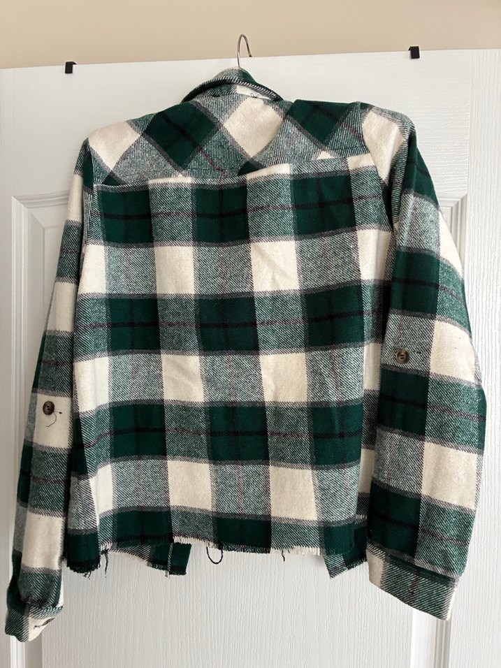 Düğmeli Yeşil Ekose Kadın Gömlek - Görsel 3