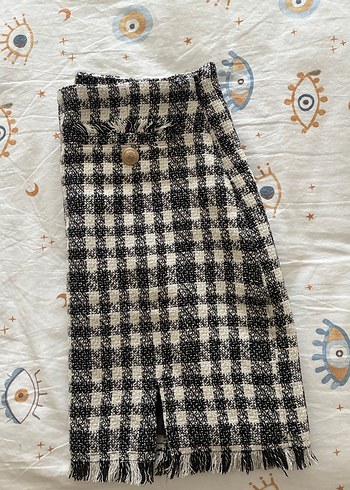 Düğmeli Kareli Etek - Görsel 8