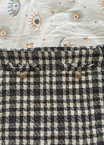 Düğmeli Kareli Etek - Görsel 2