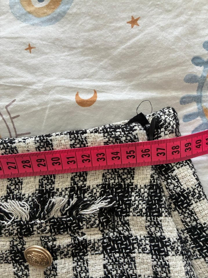 Düğmeli Kareli Etek - Görsel 4