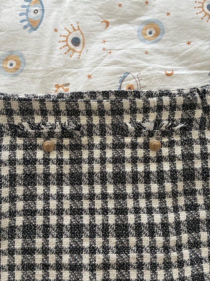 Düğmeli Kareli Etek - Görsel 2