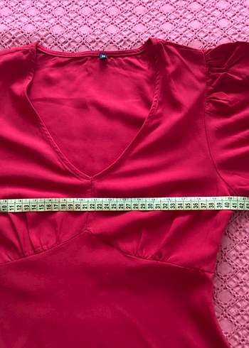 34 Beden bordo Renk Bordo V Yaka Midi Bohem Elbise