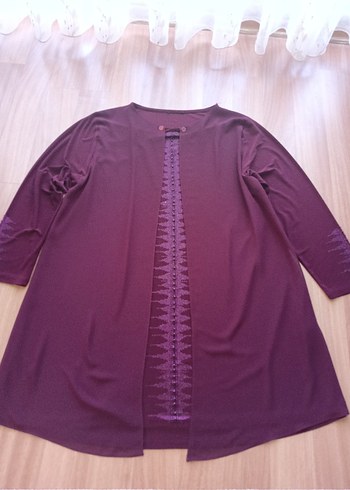 Bordo Uzun Kollu Salaş Abiye Bluz - Görsel 2