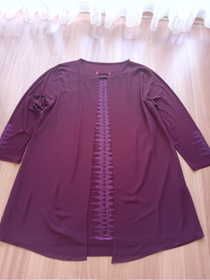 Bordo Uzun Kollu Salaş Abiye Bluz - Görsel 2