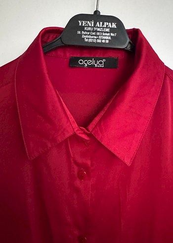 H&M Bordo Kadın Saten Gömlek
