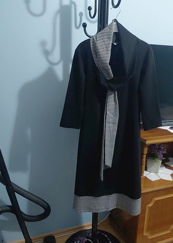 Drapeli normal boy Siyah Elbisesi - Görsel 3