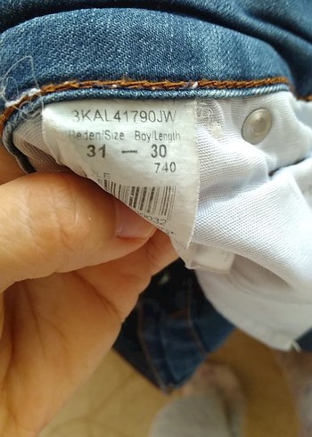 Düğmeli Mavi Desenli Kadın Denim Pantolon