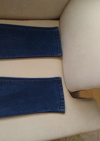 31 Beden Düğmeli Mavi Desenli Kadın Denim Pantolon