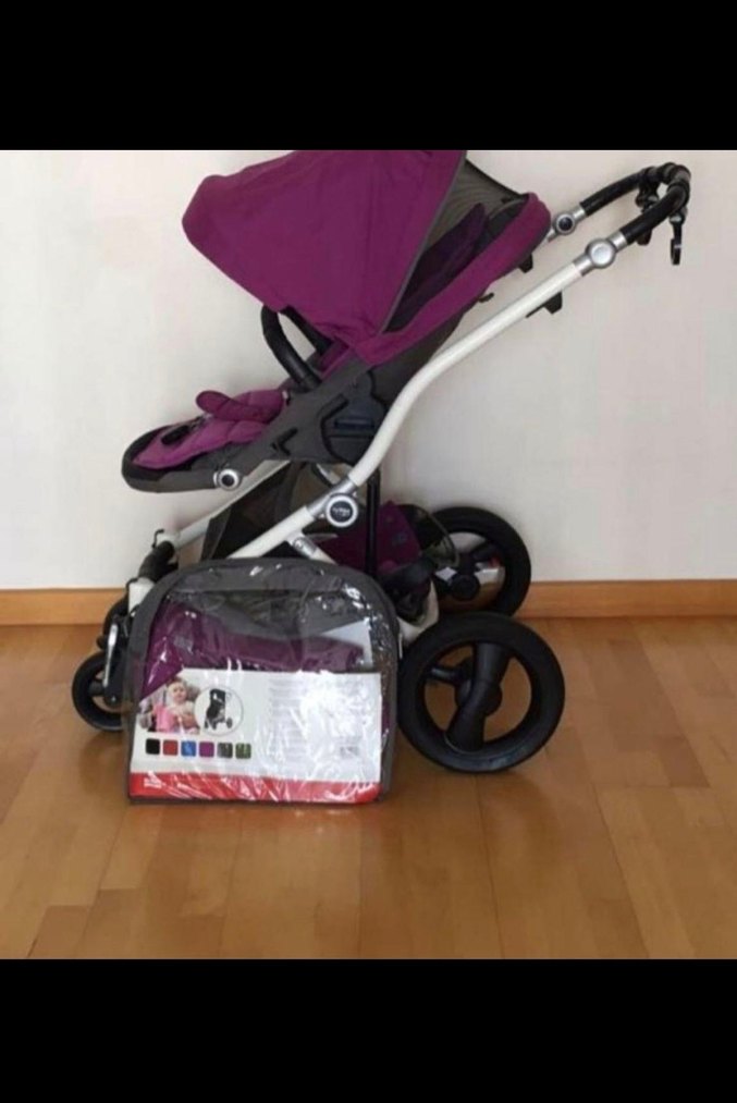 Pembe Kelebek Desenli Bebek Arabası - Görsel 3