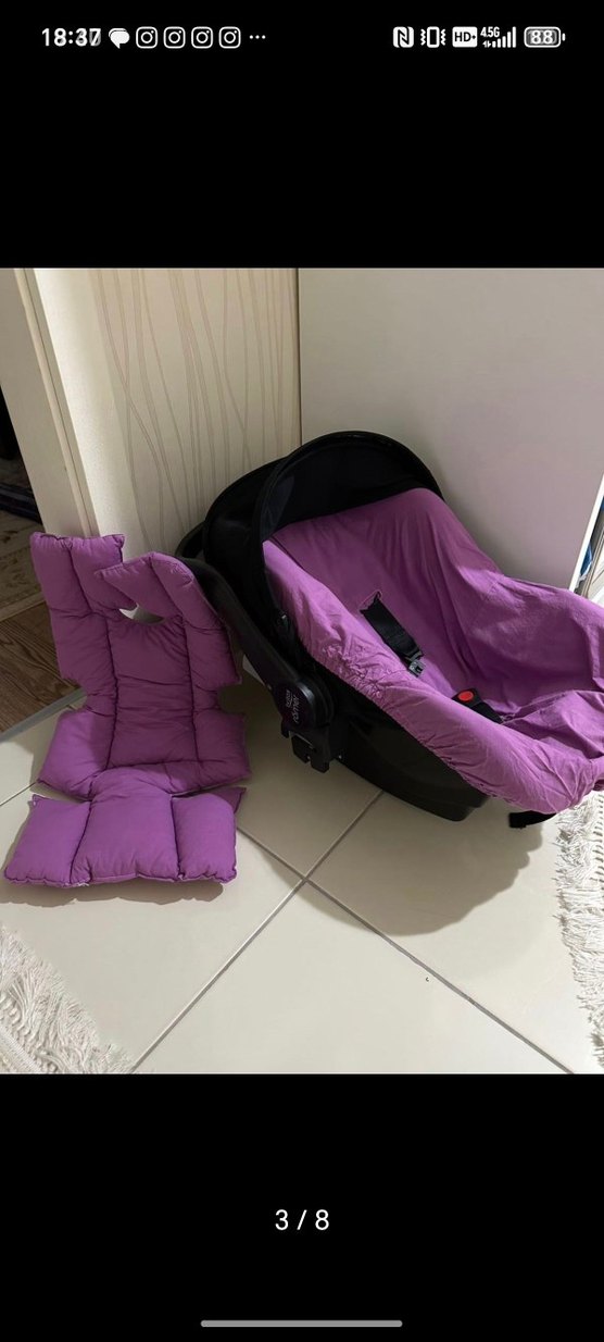 Pembe Kelebek Desenli Bebek Arabası - Görsel 4