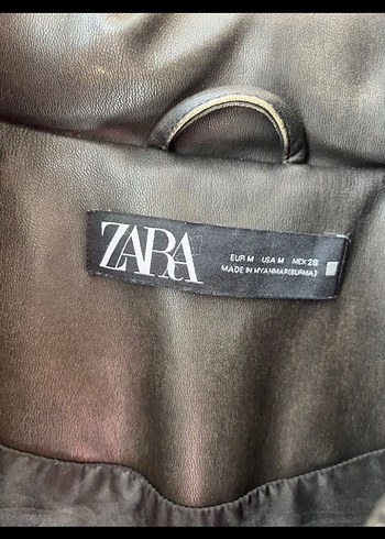 m Beden Zara şişme deri mor