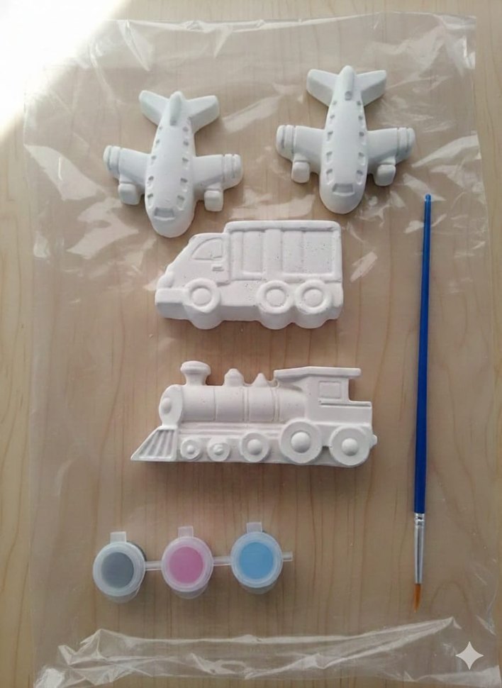 Beyaz Traktör ve Hayvan Figürlü Boyanabilir Oyuncak Seti - Görsel 3