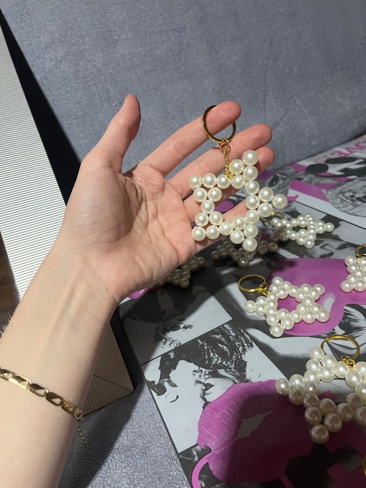 Beyaz Boncuklu Kadın Anahtarlık - Görsel 3