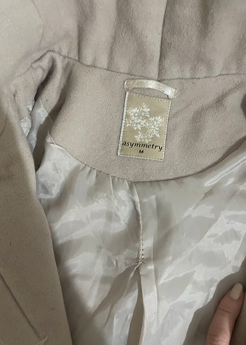 Bej Uzun Kadın Kaban Düğmeli - Görsel 2