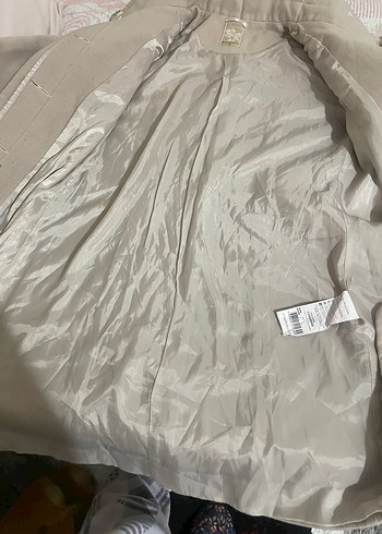 Bej Uzun Kadın Kaban Düğmeli - Görsel 3