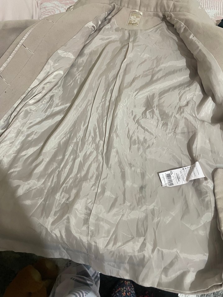 Bej Uzun Kadın Kaban Düğmeli - Görsel 3