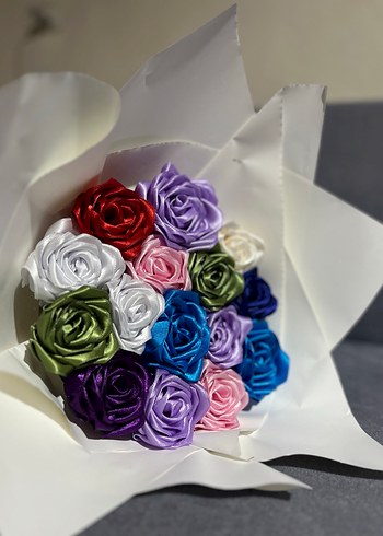 Renkli Kumaş Gül Buketi - Görsel 2