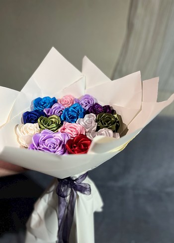 Renkli Kumaş Gül Buketi - Görsel 4