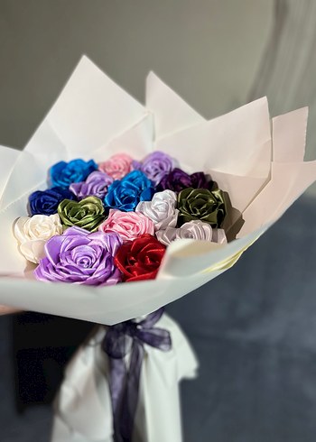 Renkli Kumaş Gül Buketi - Görsel 6