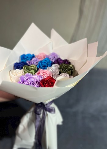 Renkli Kumaş Gül Buketi - Görsel 5