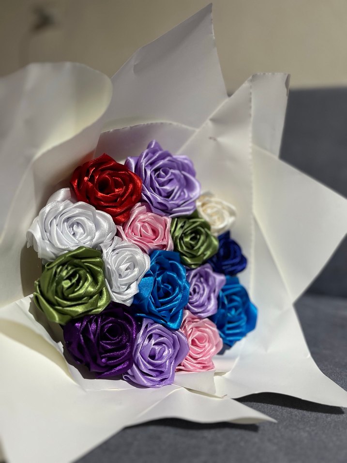 Renkli Kumaş Gül Buketi - Görsel 2