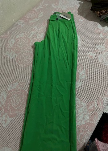 Yeşil Kadın Pilili Kumaş Pantolon - Görsel 3