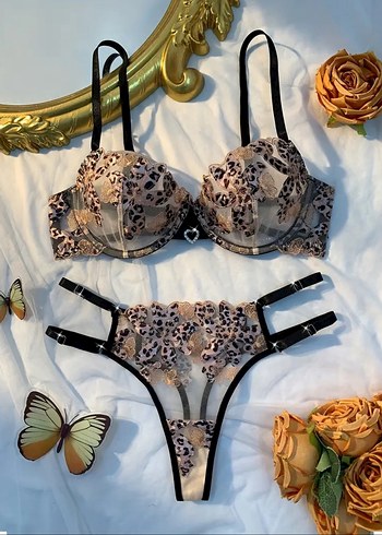 Leopar Desenli Bohem Bralet Takımıyüm bedenler