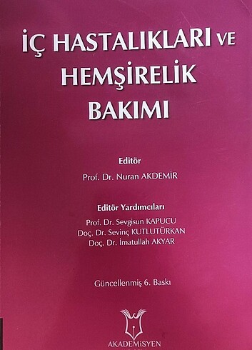 İç hastalıkları hemşirelik bakımı kitabı 