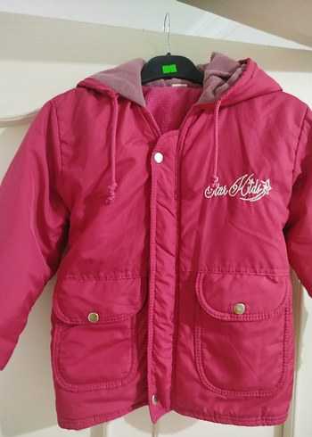 Kapüşonlu Düğmeli Pembe Kız Çocuk Mont - Görsel 2