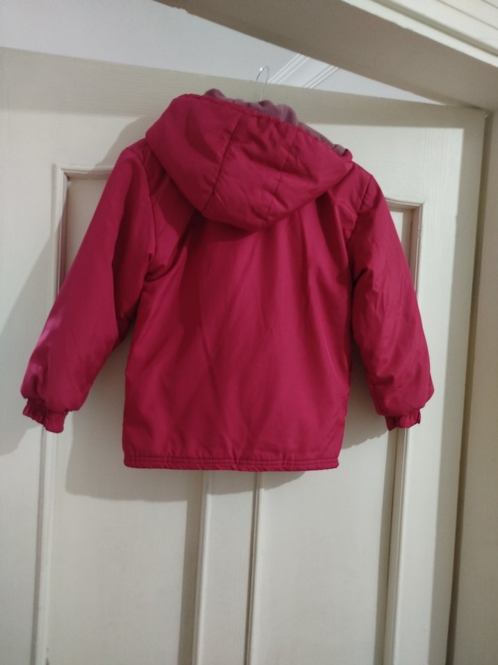 Kapüşonlu Düğmeli Pembe Kız Çocuk Mont - Görsel 3