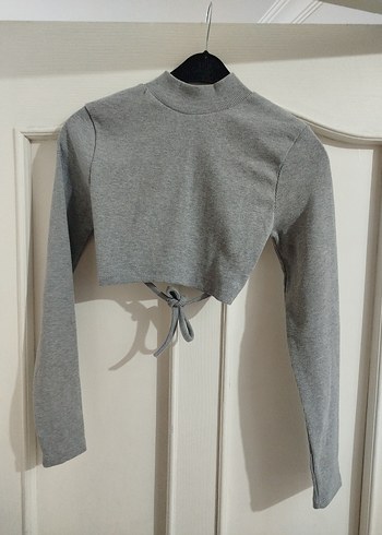 Gri Yüksek Yakalı Kadın Triko Kazak bato - Görsel 4
