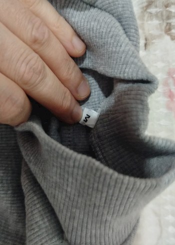 Gri Yüksek Yakalı Kadın Triko Kazak bato - Görsel 3