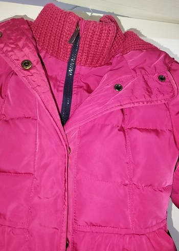 Koyu Pembe Düğmeli Kız Mont - Görsel 2