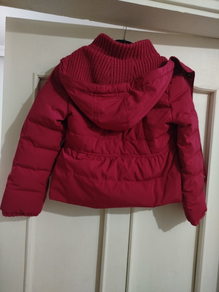 Koyu Pembe Düğmeli Kız Mont - Görsel 5