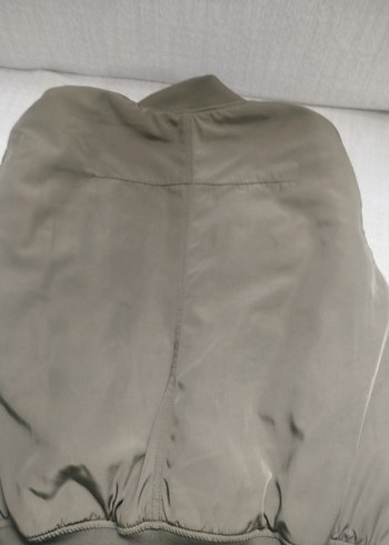 haki Midi Uzunlukta Kadın Fermuarlı Ceket mont - Görsel 6