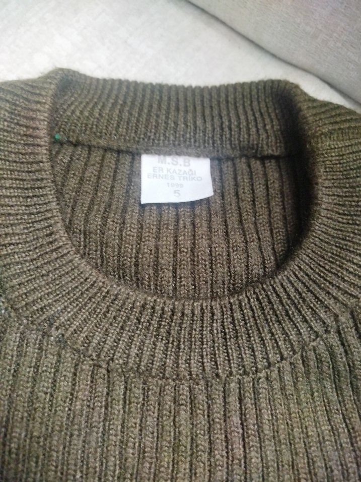 Erkek Kahverengi Triko Bisiklet Yaka Kazak - Görsel 3