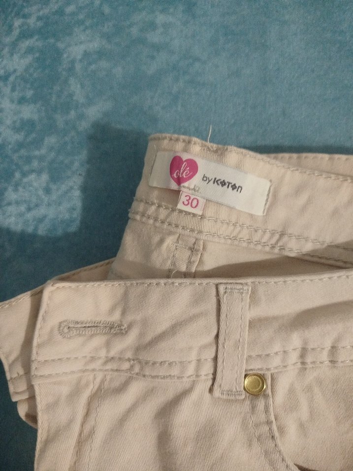 Bej Kadın Pamuk Kumaş Pantolon - Görsel 2