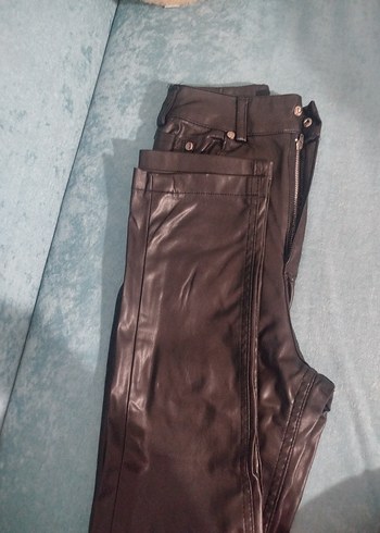 siyah Deri Kadın Midi Pantolon - Görsel 2