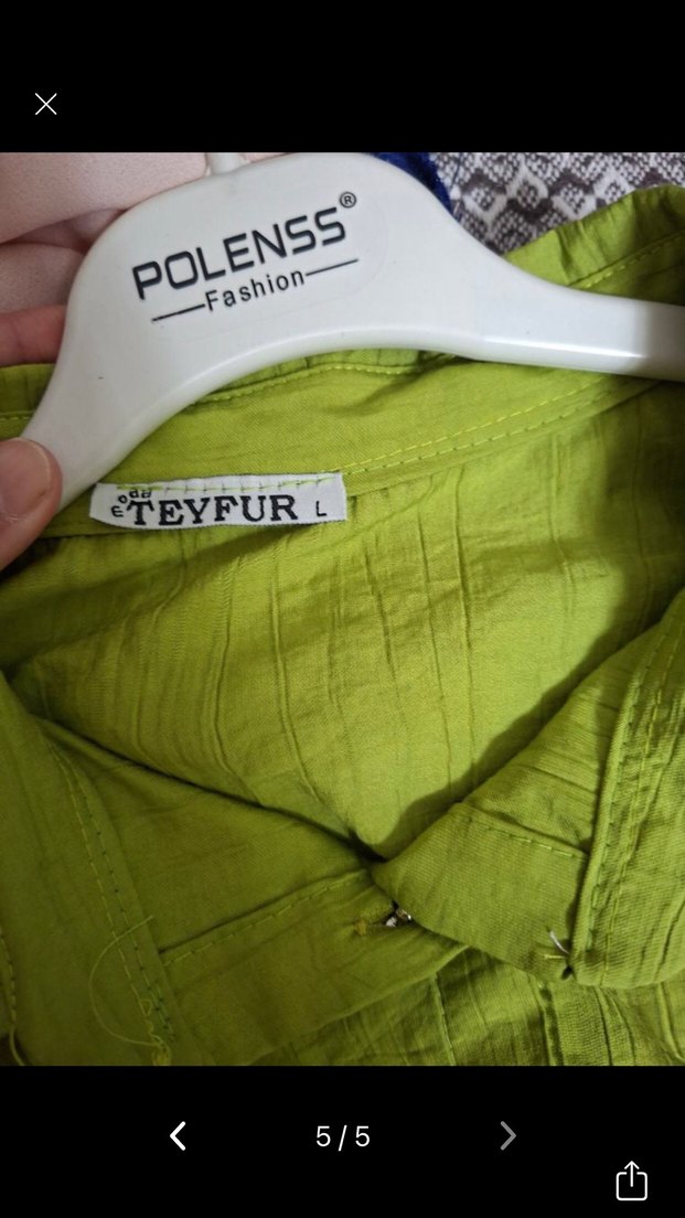 Yeşil Uzun Keten Elbise - Görsel 4