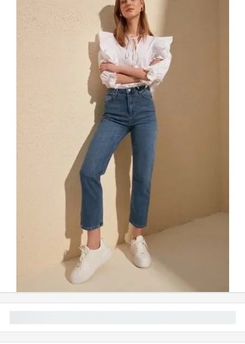 Trendyol & Milla Lacivert Kadın Denim Pantolon Midi Boy