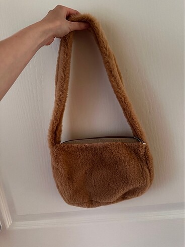 peluş taba kol çantası - Görsel 2