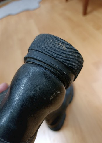 Siyah Lastik Topuklu Gotik Kadın Botları - Görsel 6