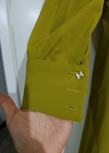 Uzun Kollu Drapeli Yeşil Abiye Elbise - Görsel 4