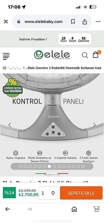 0 - 13 kg Beden Ana Kucağı (Marka: Elele baby Dormire 2)