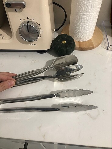 2 adet çelik servis kaşığı