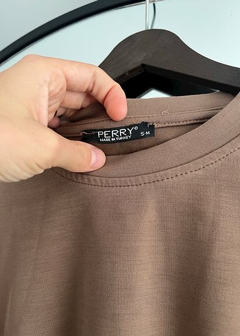 s Beden Kahverengi Salaş Midi Sweatshirt