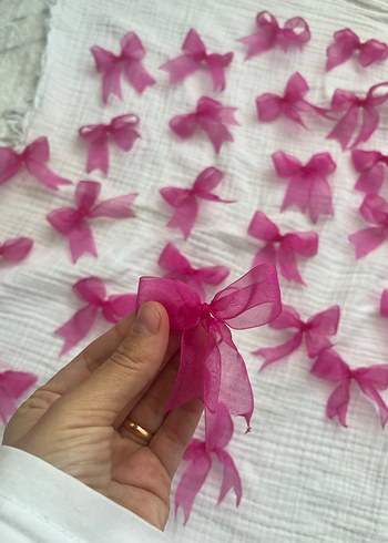 Pembe Organze Fiyonk Bebek Aksesuarları - Görsel 8