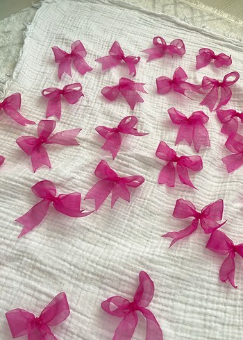 Pembe Organze Fiyonk Bebek Aksesuarları - Görsel 3